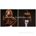 Elegant Sexy Leopard Women Fur Coat with Raccoon Fur Collar Full Sleeve Coat "11"